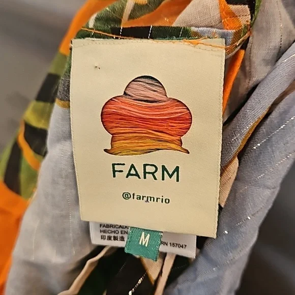 FARM RIO Striped Bananas Cover-Up Dress ~ Multi-Color Tropical Print Medium NWOT - Picture 15 of 16